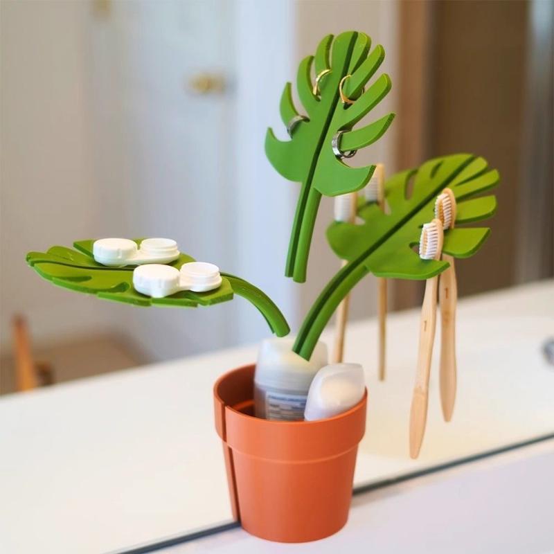 Home Bathroom Renovation - 【Bonito】Organizador de Banheiro com Espelho Monstera,