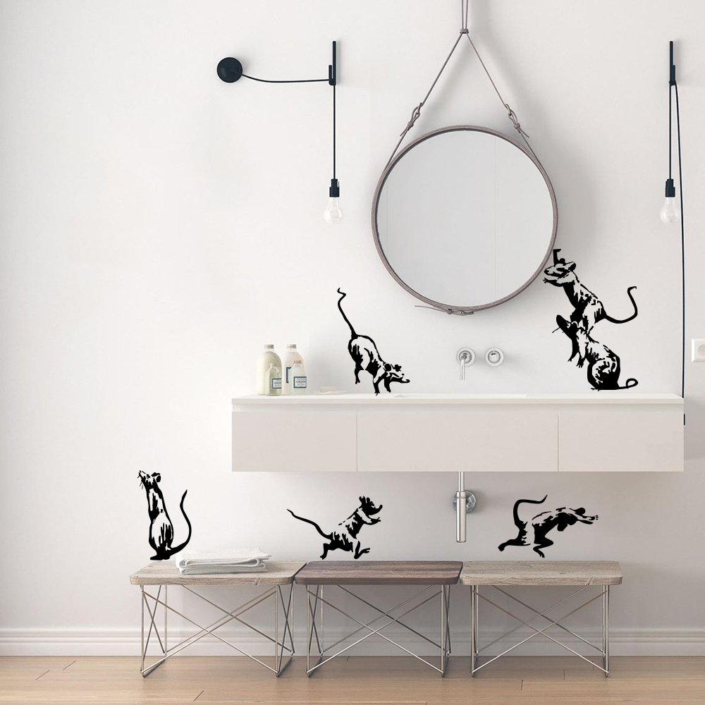 Home Bathroom Floor Tiles - Banksy Toalete Ratos Adesivo De Parede,