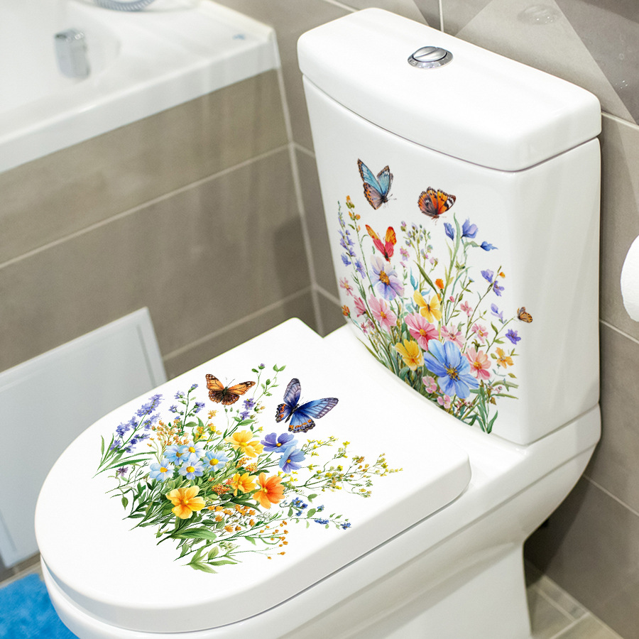 Adesivos de flores frescas e b - Home Bathroom Floor Tiles avaliação e preço