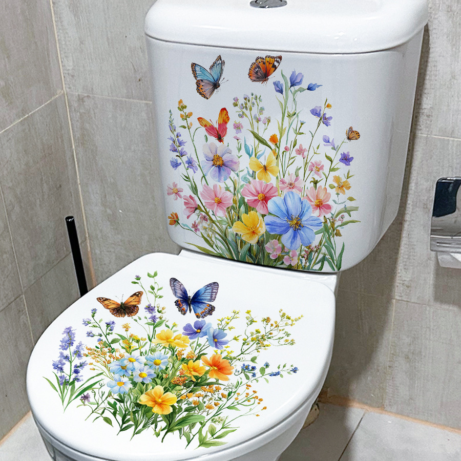 Adesivos de flores frescas e b - Home Bathroom Floor Tiles avaliação e preço