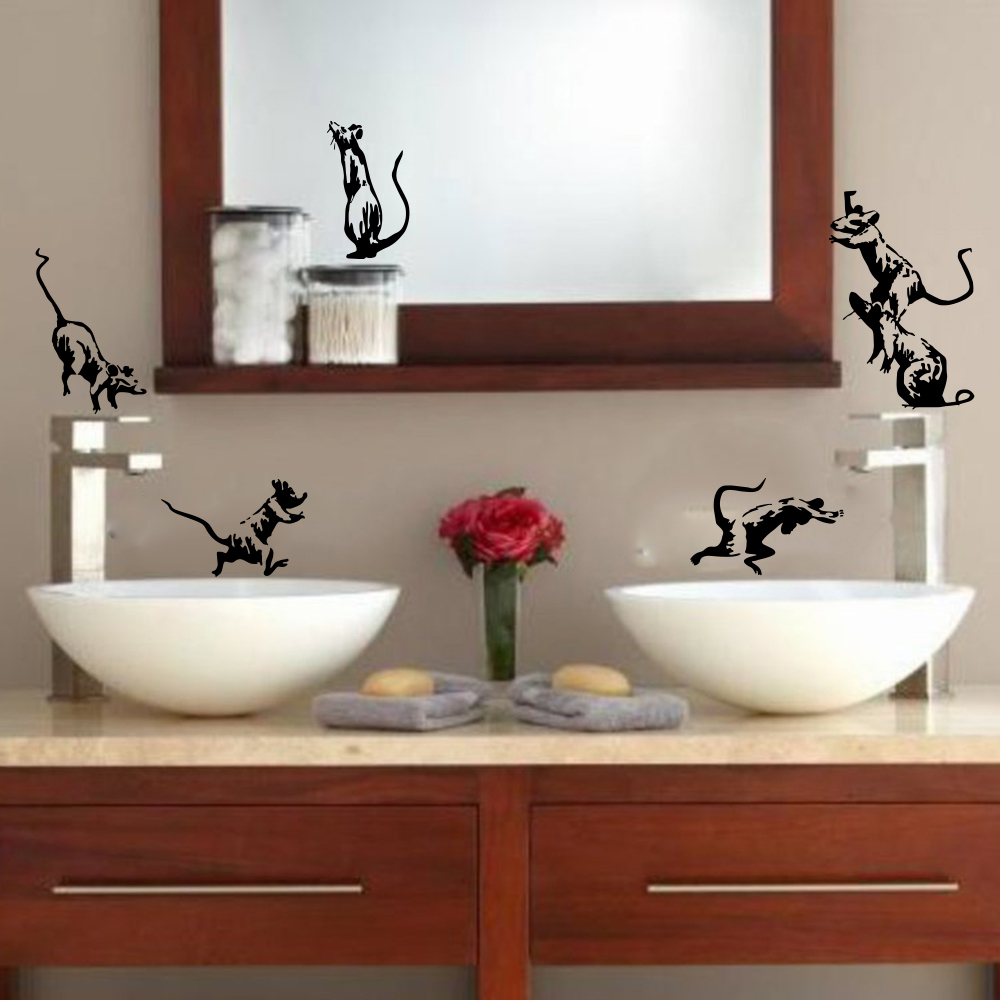 Banksy Toalete Ratos Adesivo D - Home Bathroom Floor Tiles avaliação e preço